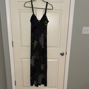 Moa Moa Black and Green Patterned Maxi Dress